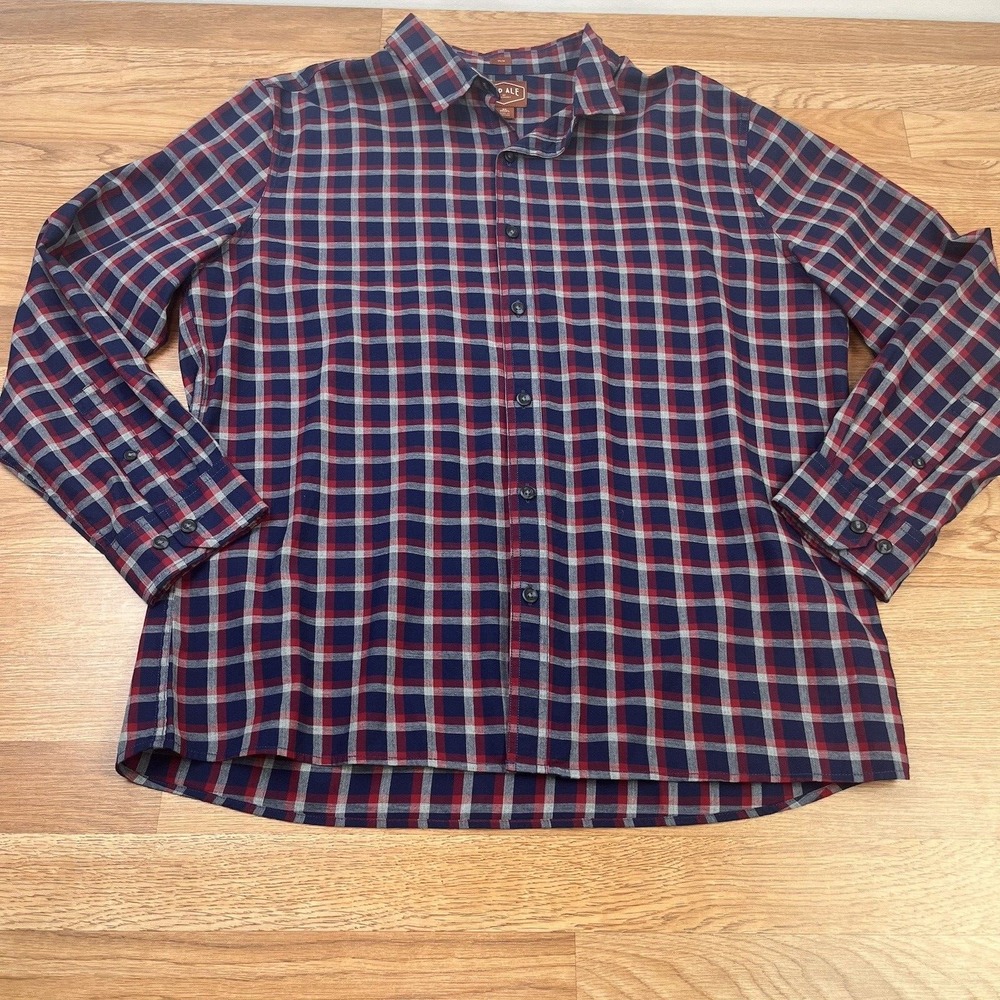 Red Ale by‎ Alesbury Plaid Button Down Shirt Men's XL Short Slim Long Sleeve